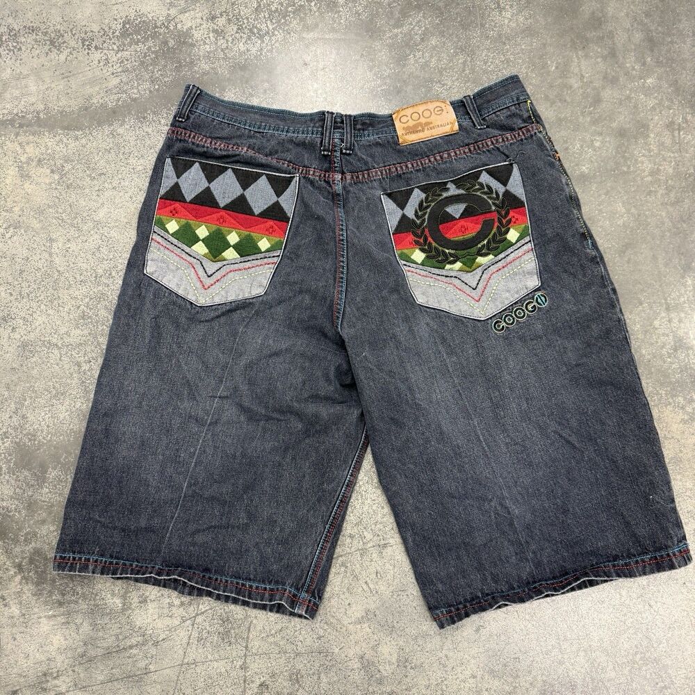 Coogi Authentic Australian Y2K Embroidered Denim Shorts W42 Hip Hop Vtg